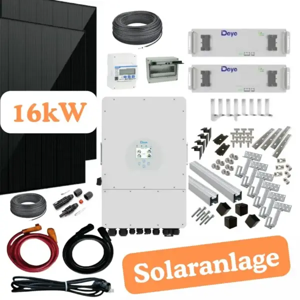 Photovoltaik Komplettanlage 16 kWp mit Speicher – Full Black Glas-Glas 430 Watt Solarmodule & Montagesystem